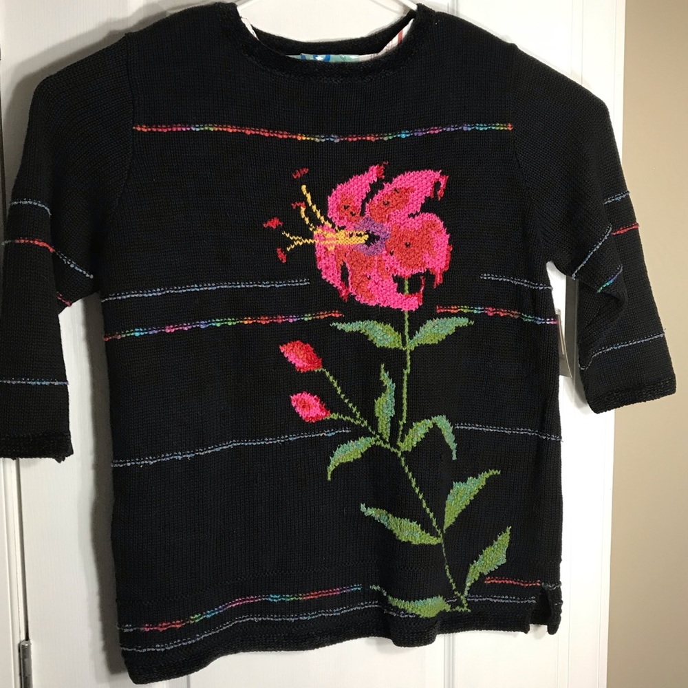 Vtg Susan Bristol Flower XL NWT sweater